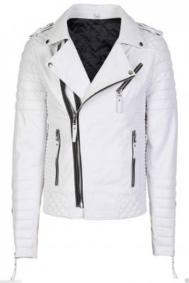 men's white lambskin leather asymmetrical zip motorcycle jacket 1