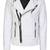 Men's white lambskin leather motorcycle biker jacket with asymmetrical zipper