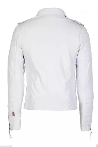 men's white lambskin leather asymmetrical zip motorcycle jacket