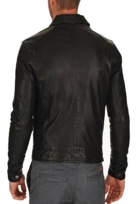 men's black genuine lambskin leather flap pocket jacket 2