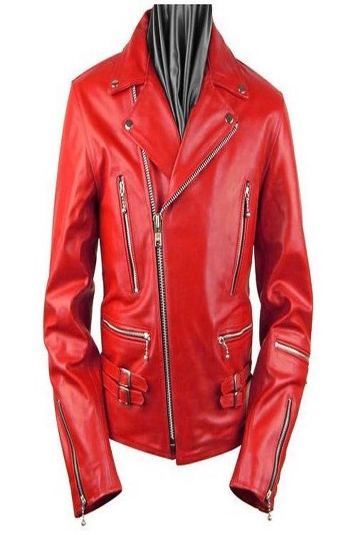Genuine lambskin leather biker jacket motorcycle style jacket
