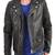 Genuine lambskin leather biker jacket shoulder quilted style