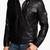 Men's vintage cafe racer black leather biker moto slim fit jacket