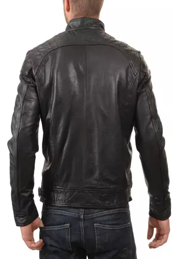 men's black lambskin leather vintage cafe racer jacket