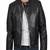 Mens lambskin real leather jacket zipper biker moto slim fit jacket