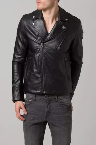 Men's real lambskin leather classic biker style jacket