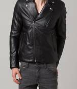 Men's real lambskin leather classic biker style jacket