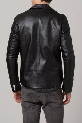 men's black lambskin leather classic biker jacket 2