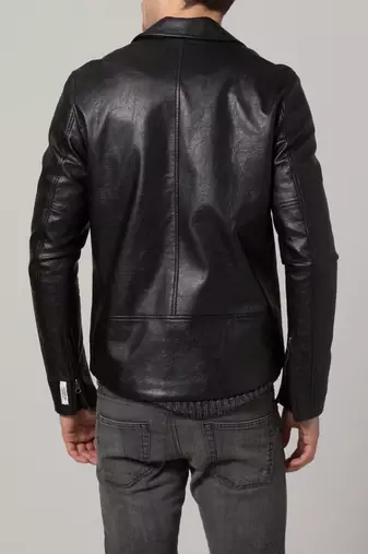 men's black lambskin leather classic biker jacket