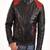 Men's black leather biker jacket, quilted shoulders, multiple zip pockets jacket