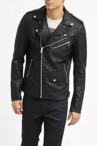Men's real lambskin leather classic biker style jacket