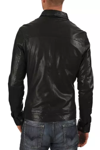 men's black lambskin leather moto biker jacket