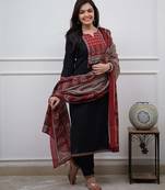 Women floral printed cotton kurta with trouser & dupatta