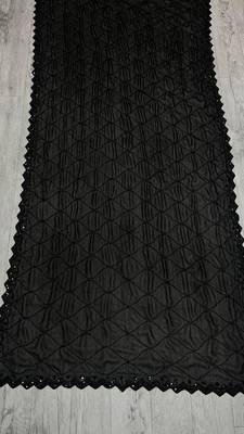 black georgette saree with beads work and cut border 4