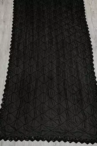 black georgette saree with beads work and cut border