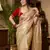 cream organza satin saree with embroidered border