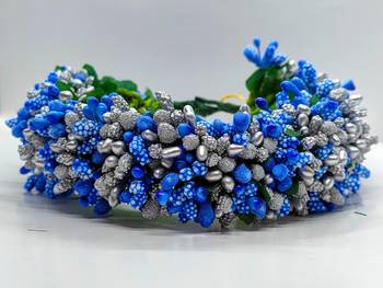 Blue and silver pollens hair gajra 2