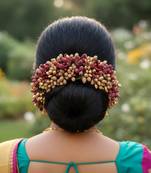 Maroon and gold pollens hair gajra