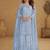 Sky blue net embroidered designer plazzo suit