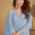 Sky blue net embroidered designer plazzo suit