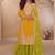 Yellow chinon silk embroidered plazzo suit