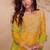 Yellow chinon silk embroidered plazzo suit