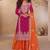 Pink chinon silk embroidered plazzo suit