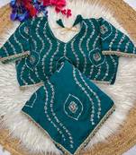 Turquoise Color Sattin Silk Fabric on Beautiful Hand Work Fancy Lace Border Saree