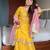 Yellow chinon silk party wear embroidery sharara    suit set