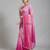 Pink Color Sattin Silk Fabric Original Beeds Work with Cut  work border Saree
