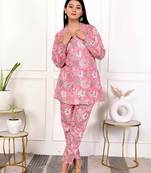 Pink hand block printed cotton co-ord set