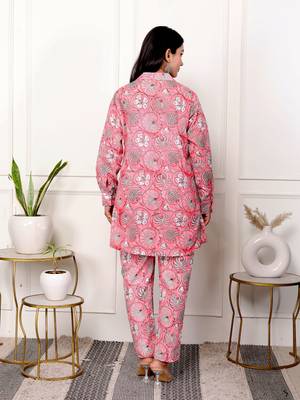 Pink hand block printed cotton co-ord set 5