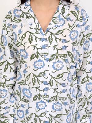 Blue hand block printed cotton co-ord set 4
