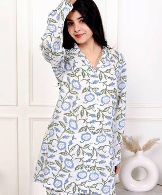 Blue hand block printed cotton co-ord set 5