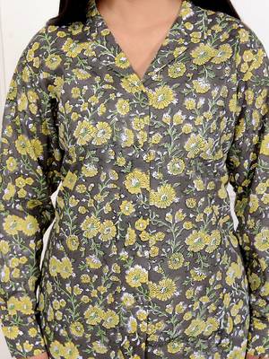 Yellow green hand block printed cotton co-ord set 2