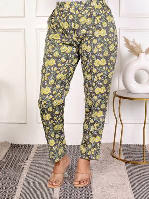 Yellow green hand block printed cotton co-ord set 4