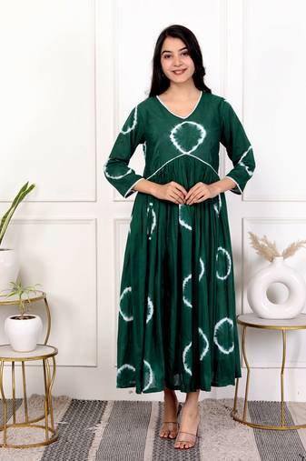 Green tie & dye cotton dress