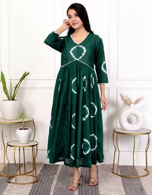 Green tie & dye cotton dress 2