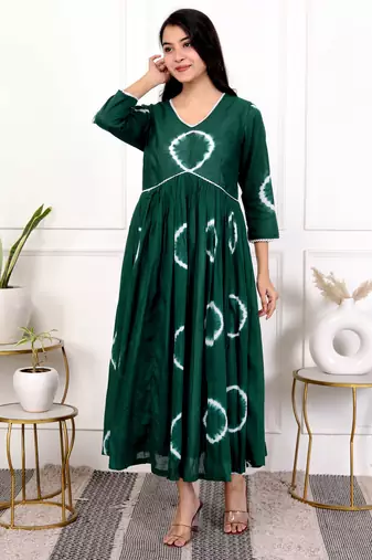 Green tie & dye cotton dress