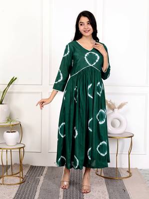 Green tie & dye cotton dress 3