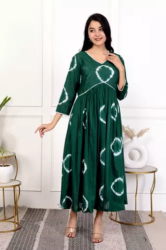 Green tie & dye cotton dress
