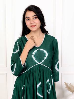 Green tie & dye cotton dress 4