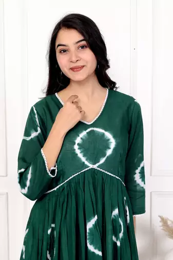 Green tie & dye cotton dress
