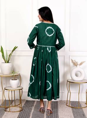 Green tie & dye cotton dress 5