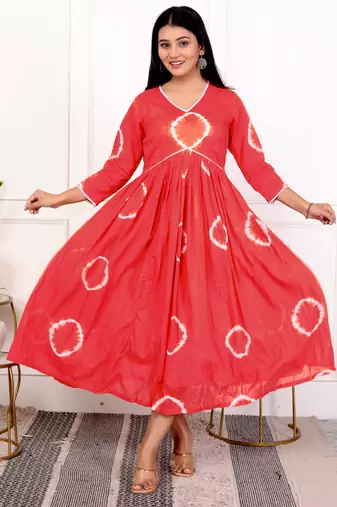Red tie & dye cotton dress