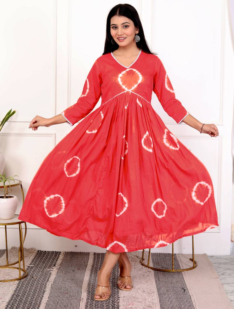 Red tie & dye cotton dress