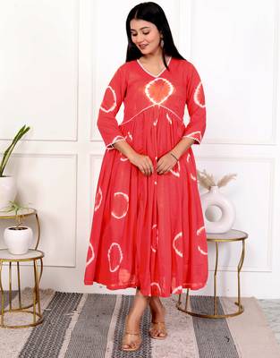 Red tie & dye cotton dress 2