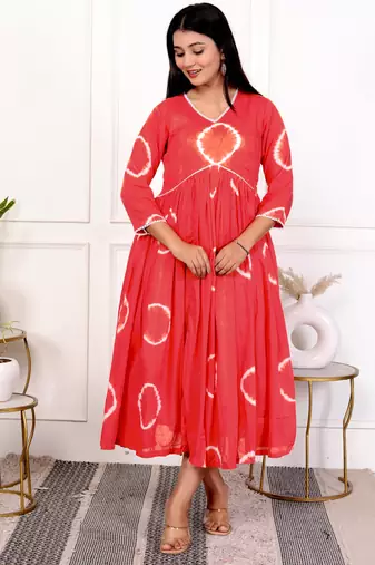 Red tie & dye cotton dress