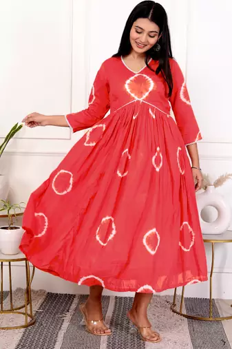 Red tie & dye cotton dress