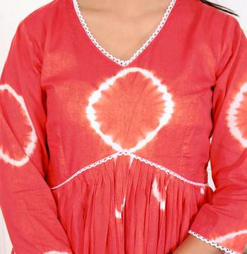 Red tie & dye cotton dress 4